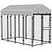Recinto Per Cani Da Esterno Con Tetto E Porta A 2 Sezioni In Metallo, 239x121x183cm, Argento - Foto miniatura 1