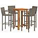 Set Bar Giardino 5pz Grigio Legno Massello Acacia E Polyrattan - Foto miniatura 1