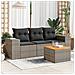 Set Divani da Giardino 4 pz con Cuscini in Polyrattan Grigio - Foto miniatura 2