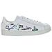 Mezze Scarpe Italiane Da Uomo Twist Doodle In Pelle Bianca Con Scritta 41 - Foto miniatura 3