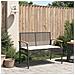 Panca da Giardino con Cuscino Nera in Polyrattan e Legno Acacia - Foto miniatura 4