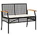 Panca da Giardino con Cuscino Nera in Polyrattan e Legno Acacia - Foto miniatura 1