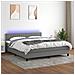 Letto a Molle Materasso e LED Grigio Scuro 160x200cm in Tessuto - Foto miniatura 6