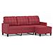 Divano A 3 Posti Con Poggiapiedi Rosso Vino 180cm In Similpelle - Foto miniatura 2