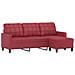 Divano A 3 Posti Con Poggiapiedi Rosso Vino 180cm In Similpelle - Foto miniatura 3