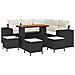 Set Divano Giardino 9 Pezzi Cuscini Rattan Nero Acacia,  Set Pranzo Giardino 4 Pezzi Cuscini Rattan Nero Acacia - Foto miniatura 1