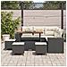 Set Divano Giardino 9 Pezzi Cuscini Rattan Nero Acacia,  Set Pranzo Giardino 4 Pezzi Cuscini Rattan Nero Acacia - Foto miniatura 2
