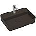 Lavabo Rettangolare Da Appoggio Senza Troppo Pieno In Ceramica Con Foro Rubinetto - Tortora Opaco - Foto miniatura 1