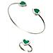 Bracciale E Anello A Forma Di Cuore In Argento 10µ Verde - Foto miniatura 1