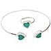 Bracciale E Anello A Forma Di Cuore In Argento 10µ Verde - Foto miniatura 5