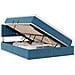 Letto con contenitore e LED Blu Scuro 140 x 190 cm Velluto - Foto miniatura 1