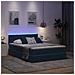 Letto con contenitore e LED Blu Scuro 140 x 190 cm Velluto - Foto miniatura 5