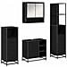 Set di mobili per il bagno 4 pcs Rovere Nero Legno multistrato - Foto miniatura 1