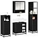 Set di mobili per il bagno 4 pcs Rovere Nero Legno multistrato - Foto miniatura 3