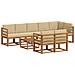 Set di divani da esterno con cuscino 9 pcs Naturale e Beige - Foto miniatura 1