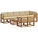 Set di divani da esterno con cuscino 9 pcs Naturale e Beige - Foto miniatura 3