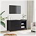 Mobile Porta Tv Nero 103x36,5x52 Cm In Legno Massello Di Pino - Foto miniatura 8