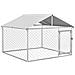 Recinto Per Cani Taglia Media Da Esterno Con Tetto Impermeabile, 200x200x150cm, Argento - Foto miniatura 1