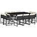 Set da Pranzo da Giardino 11 pz con Cuscini in Polyrattan Nero - Foto miniatura 1