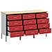 Armadio da lavoro  3 pezzi Rosso e Grigio in legno ingegnerizzato e acciaio - Foto miniatura 4