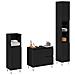 Set di Mobili da Bagno in 3 Pezzi Rovere Nero Legno Ingegnerizzato - Foto miniatura 3