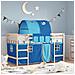 Letto a Soppalco con Tunnel Bambini Blu 90x190cm Massello Pino - Foto miniatura 2