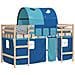 Letto a Soppalco con Tunnel Bambini Blu 90x190cm Massello Pino - Foto miniatura 4