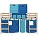 Letto a Soppalco con Tunnel Bambini Blu 90x190cm Massello Pino - Foto miniatura 5