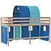 Letto a Soppalco con Tunnel Bambini Blu 90x190cm Massello Pino - Foto miniatura 9