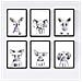 Set Di 6 Stampe Animali Bambini Con Gomma Da Masticare Cervo Maiale Elefante Zorro Orso Cane A3 Senza Cornice - Foto miniatura 1