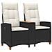 Panchina reclinabile con tavolo Nero e Bianco Crema polyrattan - Foto miniatura 1