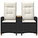 Panchina reclinabile con tavolo Nero e Bianco Crema polyrattan - Foto miniatura 2