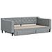 Divano Letto Estraibile Cassetti Grigio Chiaro 100x190 Tessuto - Foto miniatura 3