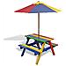 Set Tavolo & Panchina Da Picnic Per Bambini Con Parasole 4 Colori - Foto miniatura 1