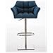 Sgabello Alto Bar Damaso I Sgabello Design Cucina Trapuntato in Tessuto con Braccioli E Schienale Imbottiti l Sedia Sgabello Bar Pub con Poggiapiedi Blu Acciaio Inox - Foto miniatura 2