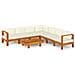 Set Divani Giardino 8 pz Cuscini Bianco Crema in Legno d'Acacia - Foto miniatura 1
