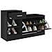Panca Porta Scarpe Nero Lucido 94,5x31x57cm Legno Multistrato - Foto miniatura 6