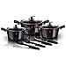 Carbon Pro Set Di Pentole Induzione 10-piece Alluminio Antiaderente 3 Casseruoli 3 Coperchi Grigio - Foto miniatura 1