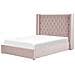 Letto Matrimoniale Contenitore Velluto Rosa Pastello 160 X 200 Cm Lubbon - Foto miniatura 2