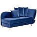 Chaise Longue Versione Destra Meri Velluto Blu Marino Con Contenitore - Foto miniatura 3