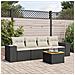 Set Divani da Giardino 5 pz con Cuscini in Polyrattan Nero - Foto miniatura 3