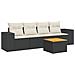 Set Divani da Giardino 5 pz con Cuscini in Polyrattan Nero - Foto miniatura 1