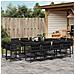 Set da Pranzo da Giardino 13pz con Cuscini Nero in Polyrattan - Foto miniatura 3