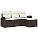 Set di divani da giardino 4 pezzi con cuscini marrone polyrattan, Divano da giardino a 2 posti con spazio di stoccaggio e cuscini marrone polyrattan - Foto miniatura 1