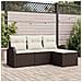 Set di divani da giardino 4 pezzi con cuscini marrone polyrattan, Divano da giardino a 2 posti con spazio di stoccaggio e cuscini marrone polyrattan - Foto miniatura 2