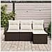 Set di divani da giardino 4 pezzi con cuscini marrone polyrattan, Divano da giardino a 2 posti con spazio di stoccaggio e cuscini marrone polyrattan - Foto miniatura 3