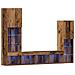 Mobile TV  con luci LED Legno invecchiato 40.5x30x102 cm, Mobile TV a parete  con luci LED 2 pz Legno invecchiato 80x30x30 cm - Foto miniatura 1