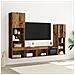 Mobile TV  con luci LED Legno invecchiato 40.5x30x102 cm, Mobile TV a parete  con luci LED 2 pz Legno invecchiato 80x30x30 cm - Foto miniatura 2