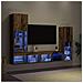Mobile TV  con luci LED Legno invecchiato 40.5x30x102 cm, Mobile TV a parete  con luci LED 2 pz Legno invecchiato 80x30x30 cm - Foto miniatura 5