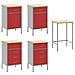 Set di Armadietti da Lavoro e Tavolo Angolare Rosso in Legno Ingenerizzato - 5 Pezzi - Foto miniatura 5